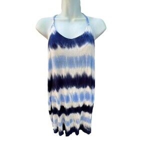PJ Salvage Blue & White Tie Dye Summer Racerback Chemise Dress Medium